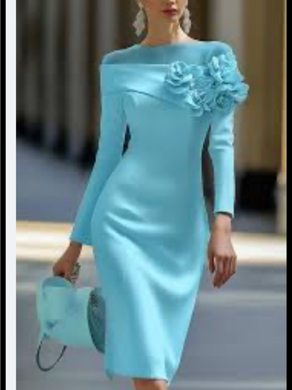 STYLEWE Aqua Blue Floral-Appliqué Shift Dress